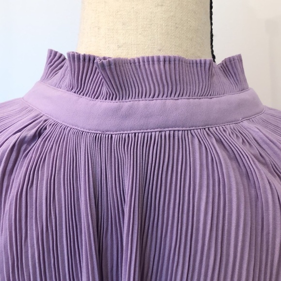 Chicos purple accordion blouse size 3 long sleeves with tie neckline - Picture 10 of 14